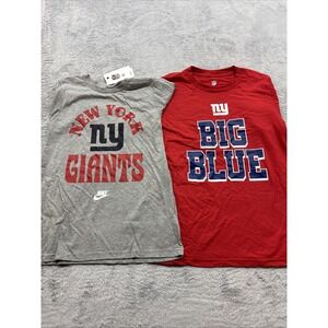 Lot Of 2 New York Giants NFL T-shirt Boys L 14/16  One Gray & One Red